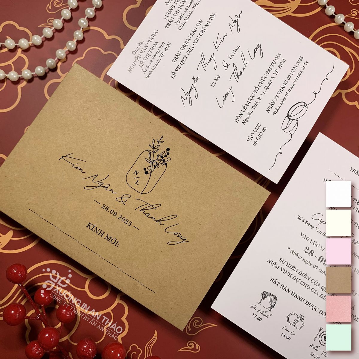 Thiệp Cưới Đơn Sắc - Bao Thư nhiều màu ATD07