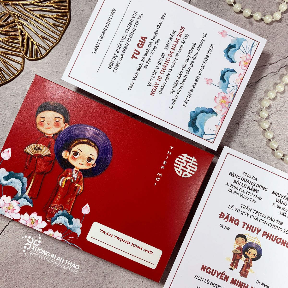 Thiệp cưới/ hỏi/ báo hỷ Chibi Việt Phục (Nhật Bình) - ATK14