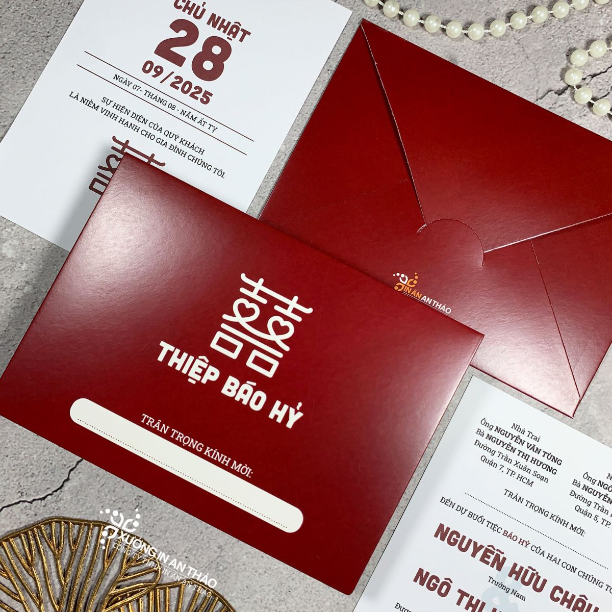 Thiệp Mời Đám Cưới / Song Hỷ (Đỏ đô) - ATK18C