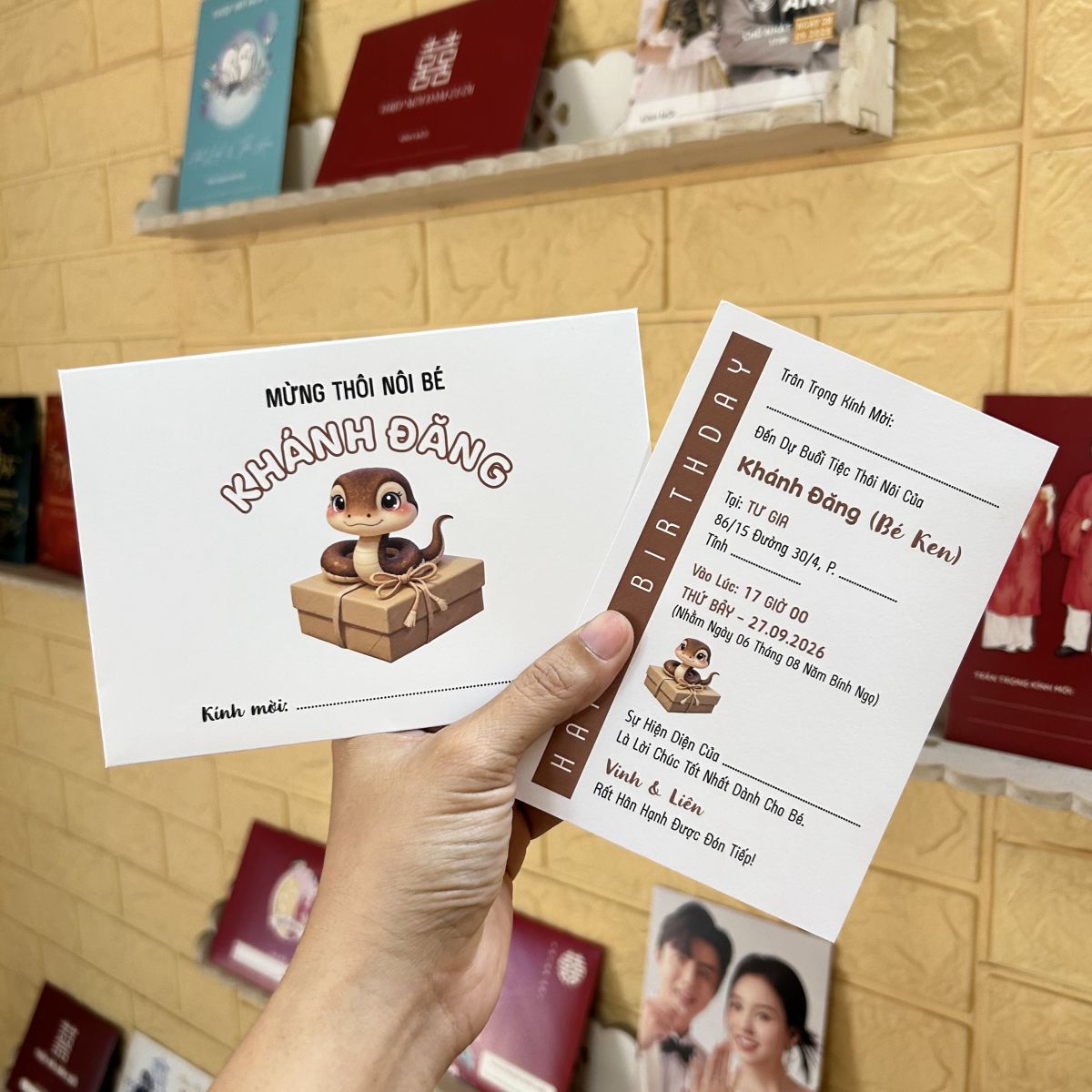 [ATS.9RA08] Thiệp Sinh Nhật CON RẮN - Tuổi Tỵ (Mẫu 08) - in từ 20 thiệp
