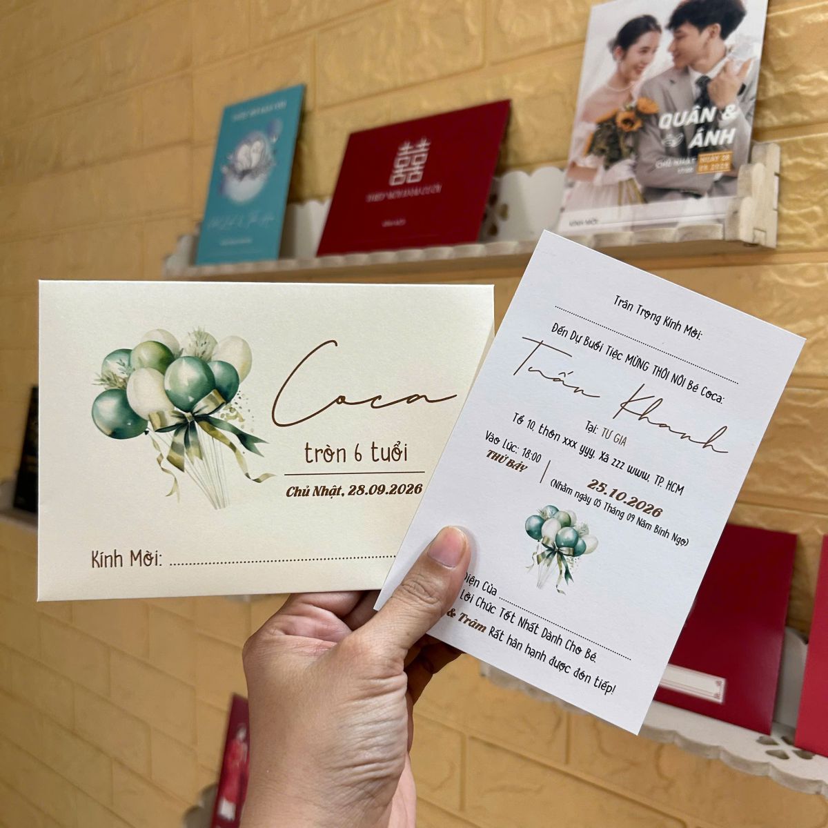 [ATS.DG02] Thiệp Sinh Nhật ĐƠN GIẢN - BONG BÓNG XANH (Mẫu 02) - in từ 20 thiệp