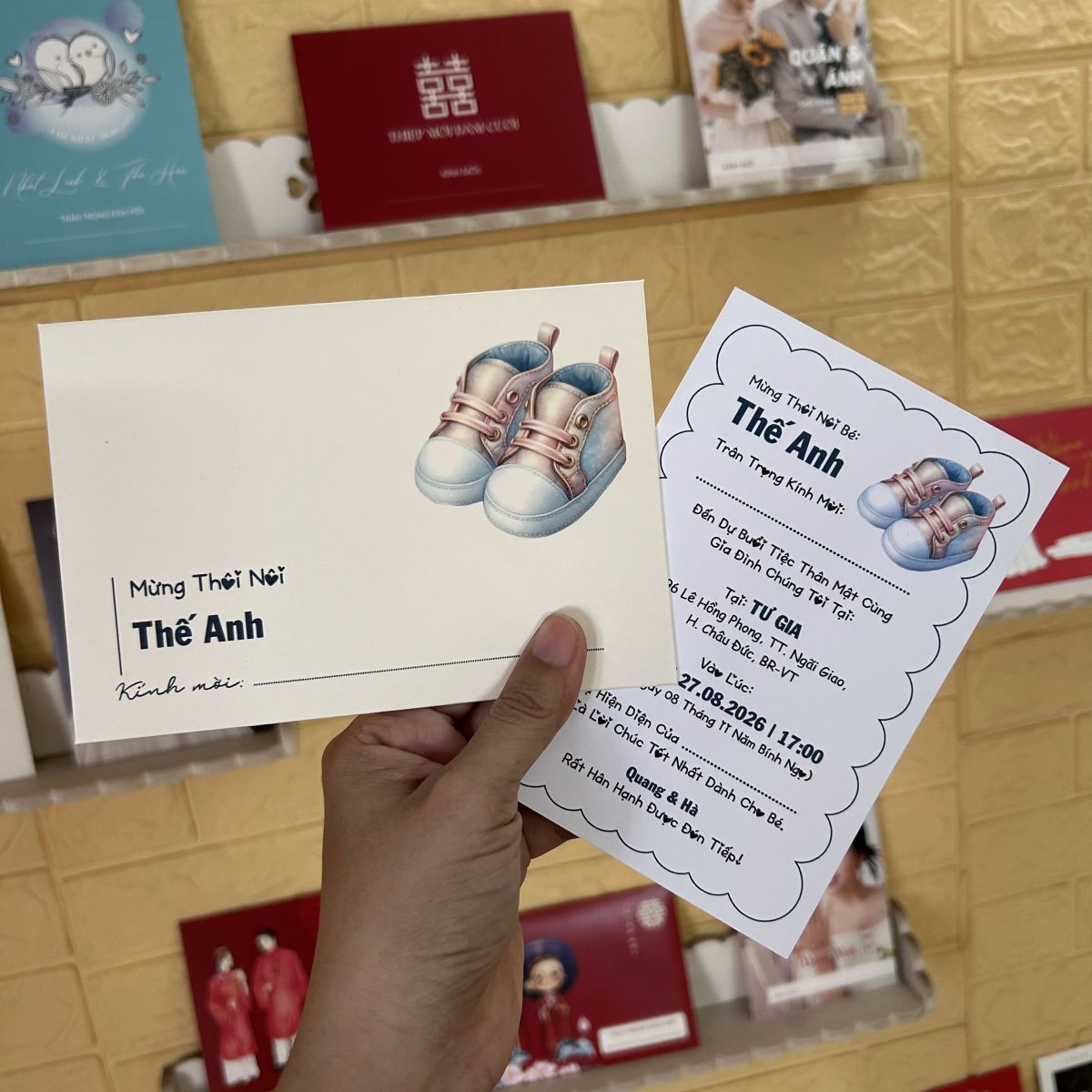 [ATS.DG08] Thiệp Sinh Nhật ĐƠN GIẢN - GIÀY XANH (Mẫu 08) - in từ 20 thiệp