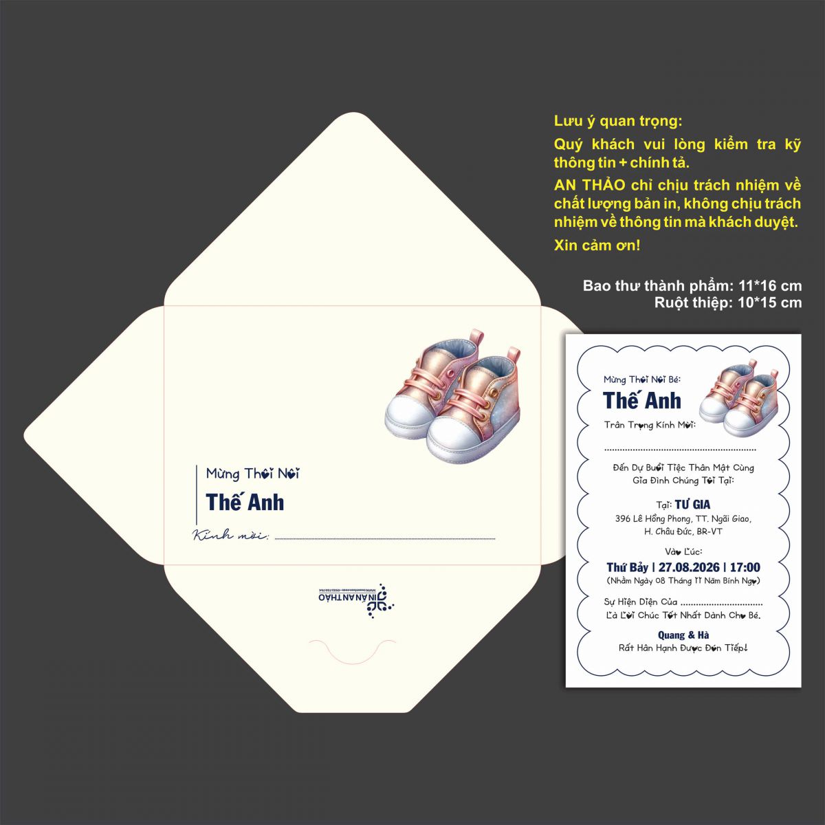 [ATS.DG08] Thiệp Sinh Nhật ĐƠN GIẢN - GIÀY XANH (Mẫu 08) - in từ 20 thiệp