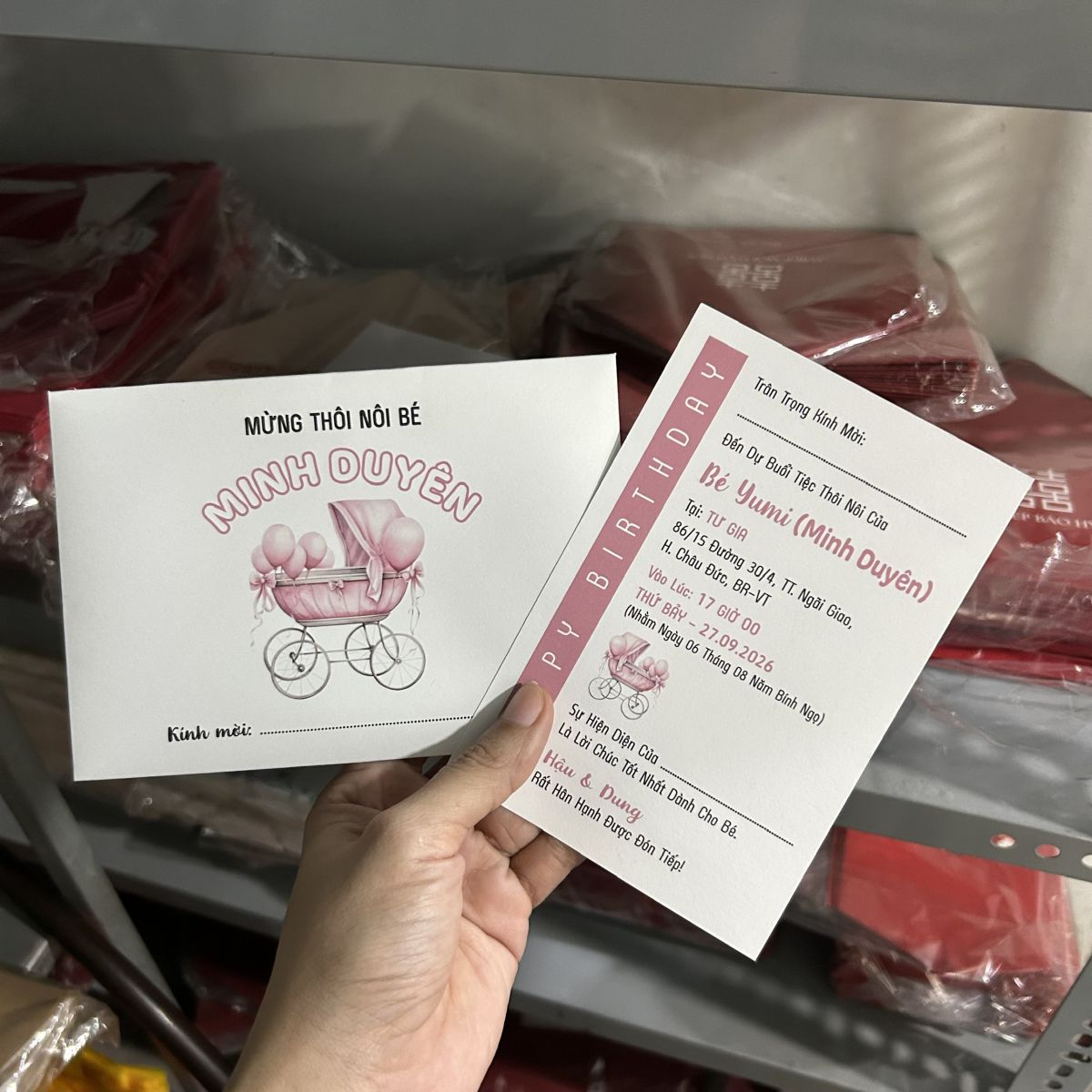 [ATS.DG09] Thiệp Sinh Nhật ĐƠN GIẢN - NÔI HỒNG (Mẫu 09) - in từ 20 thiệp