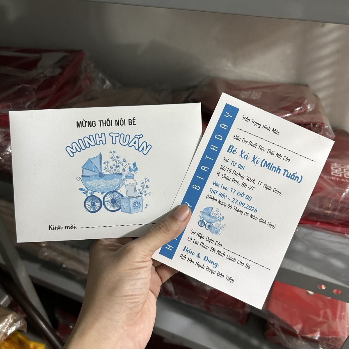 [ATS.DG10] Thiệp Sinh Nhật ĐƠN GIẢN - NÔI XANH (Mẫu 10) - in từ 20 thiệp