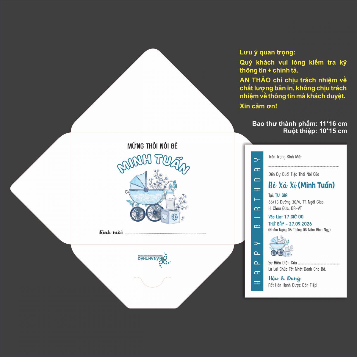 [ATS.DG10] Thiệp Sinh Nhật ĐƠN GIẢN - NÔI XANH (Mẫu 10) - in từ 20 thiệp