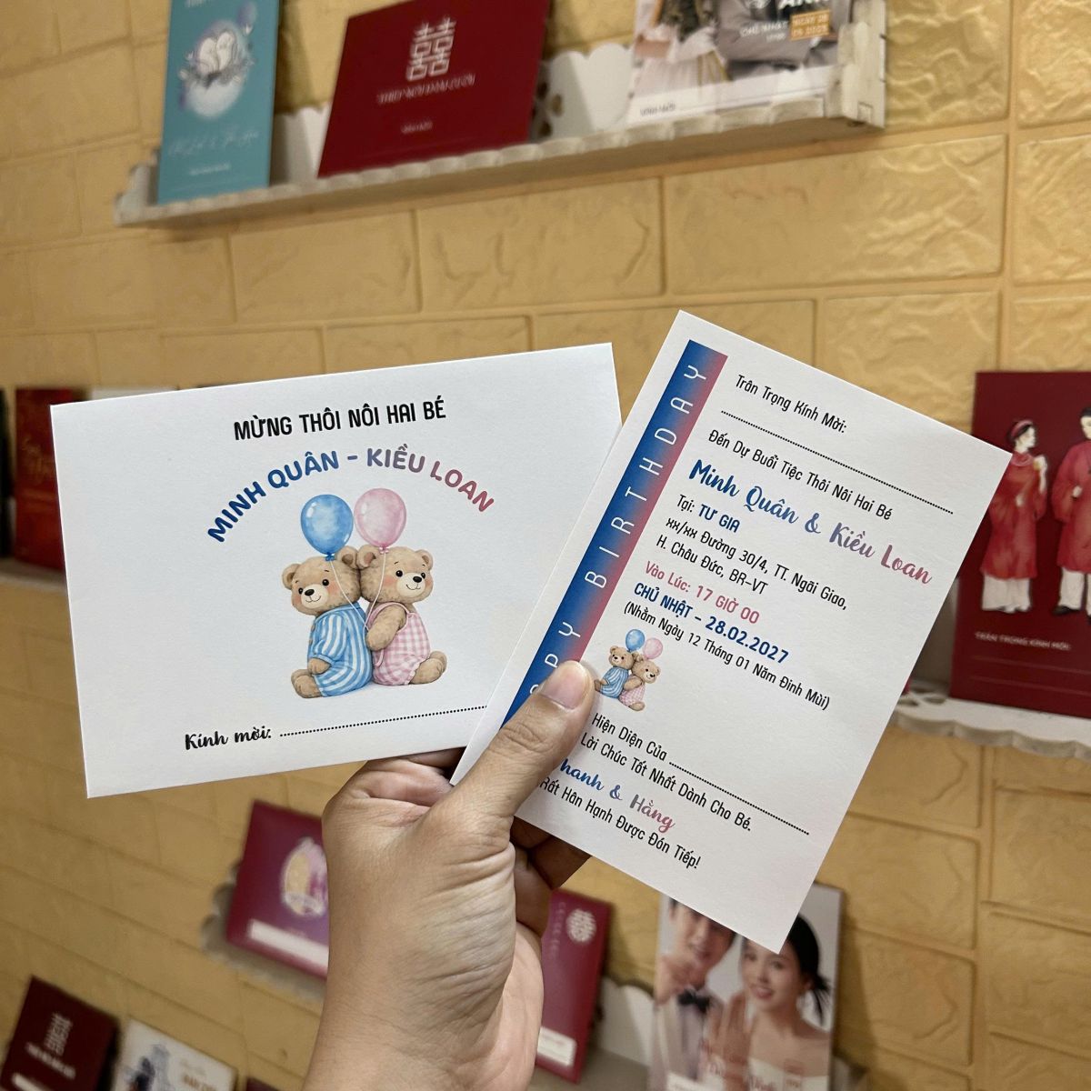 [ATS.SD05] Thiệp Sinh Nhật SINH ĐÔI TRAI GÁI (Mẫu 05) - in từ 20 thiệp