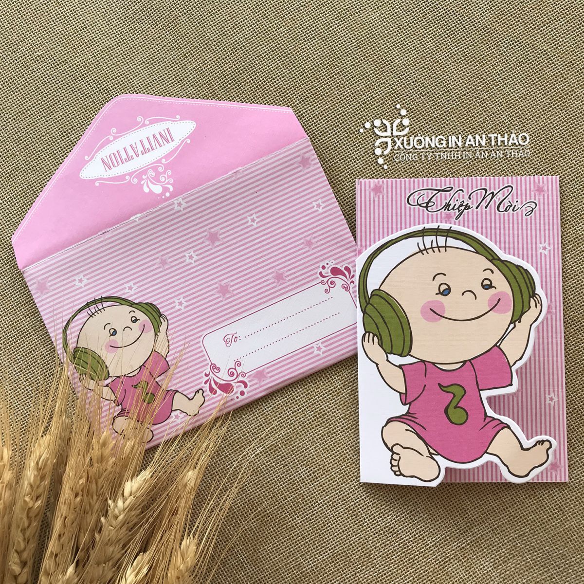 [ATS-F01F] Thiệp Sinh Nhật (Bé Gái - Ruột gập 3/ Cắt 2D)
